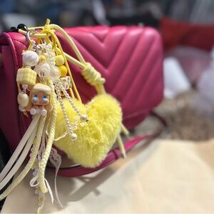 Vibrant yellow Quilted Keychain